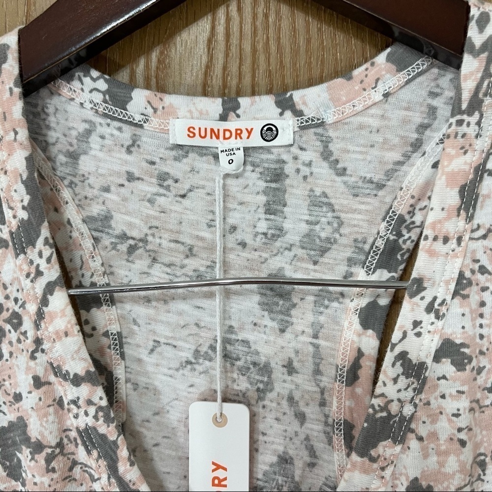 Sundry Ruched Tank Dress Python Print Racerback Sleeveless New - Picture 6 of 8